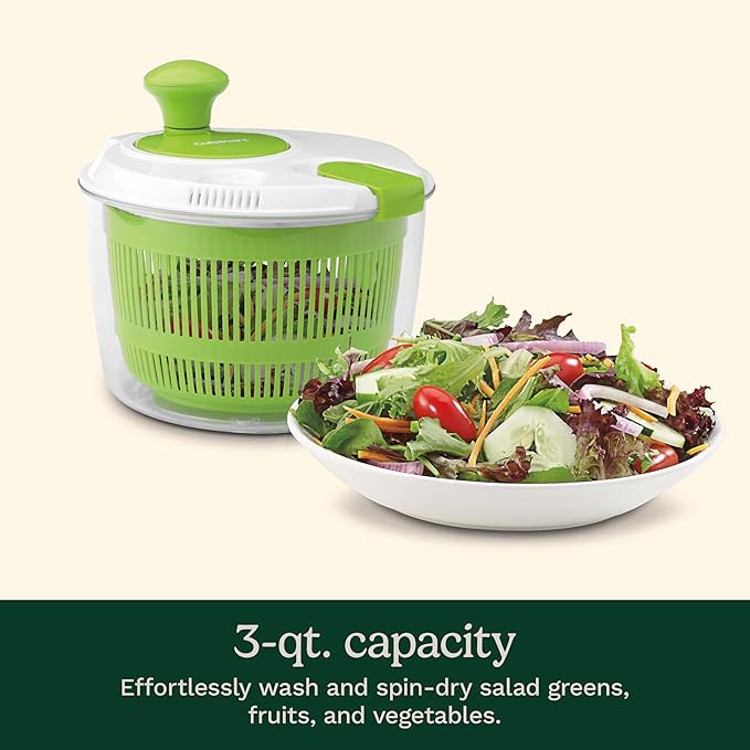 Cuisinart Salad Spinner- Wash, Spin & Dry Salad Greens, Fruits & Vegetables, 3qt, CTG-00-SSAS