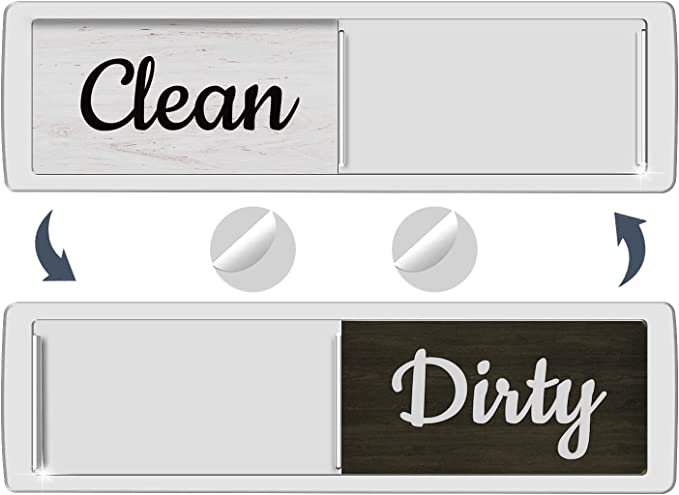 Dishwasher Magnet Clean Dirty Sign, Farmhouse Rustic Wood Design Black and White Non-Scratch/Easy to Read & Slide/Strong Magnet Clean Dirty Magnet for Dishwasher (A-Silver)