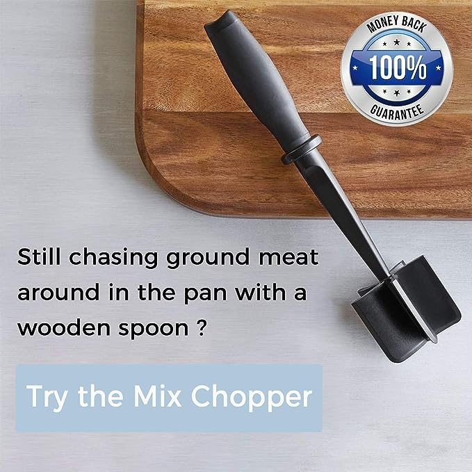 Meat Chopper, 5 Curve Blades Ground Beef Masher, Heat Resistant Meat Masher Tool for Hamburger Meat, Ground Beef, Turkey and More, Nylon Hamburger Chopper Utensil Non-scratch Utensils