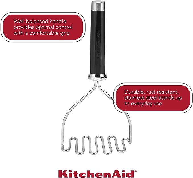 KitchenAid Gourmet Stainless Steel Wire Masher, 10.24-Inch, Black