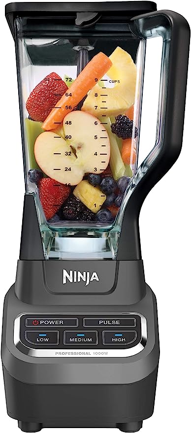 Ninja BL610 Professional 72 Oz Countertop Blender with 1000-Watt Base and Total Crushing Technology for Smoothies, Ice and Frozen Fruit, Black, 9.5 in L x 7.5 in W x 17 in H