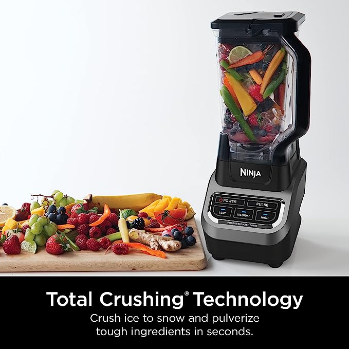 Ninja BL610 Professional 72 Oz Countertop Blender with 1000-Watt Base and Total Crushing Technology for Smoothies, Ice and Frozen Fruit, Black, 9.5 in L x 7.5 in W x 17 in H