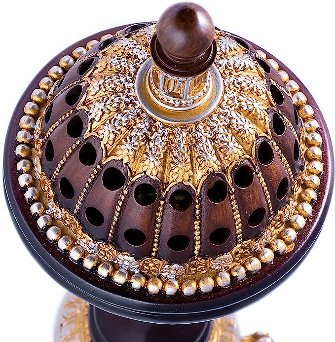 AM Incense Burner Frankincense Resin - Luxury Globe Charcoal Bakhoor Burners for Office & Home Decor (Brown)